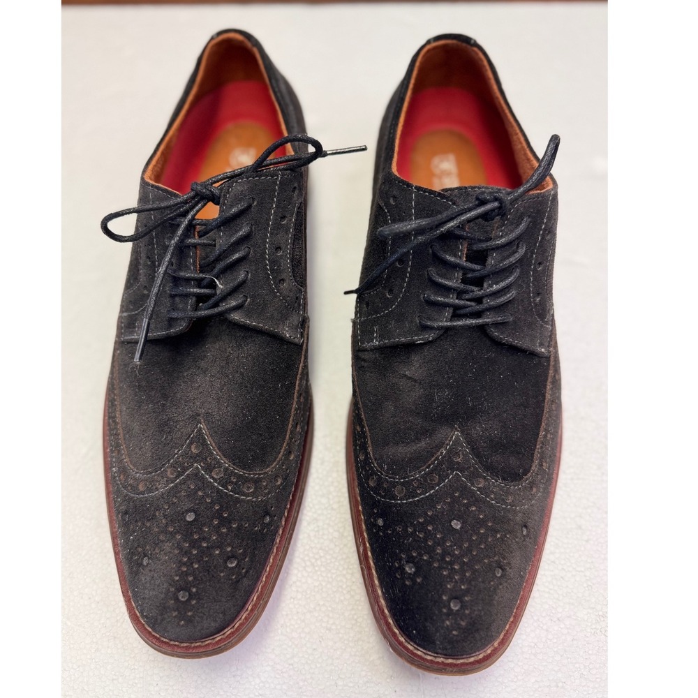 Stacy Adams Redzone Black Suede Wingtip Oxford Dress Shoes 25616-011 Size 10M